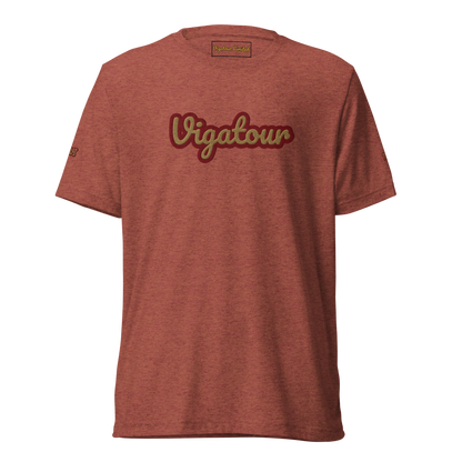 La Vee in Clay Triblend, flat front view with embroidered Vigatour script. Vigatour Mark I
